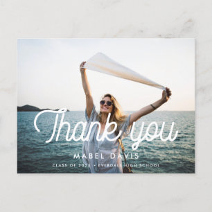 Retro minimalist Photo graduation thank you Postcard