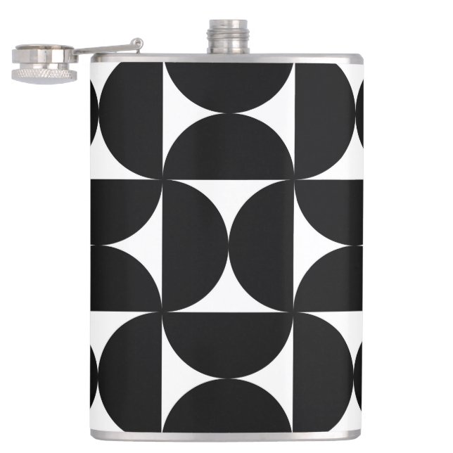 Retro Minimalist Style Black Geometric Bauhaus Flask (Opened)
