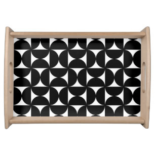 Retro Minimalist Style Black Geometric Bauhaus Serving Tray