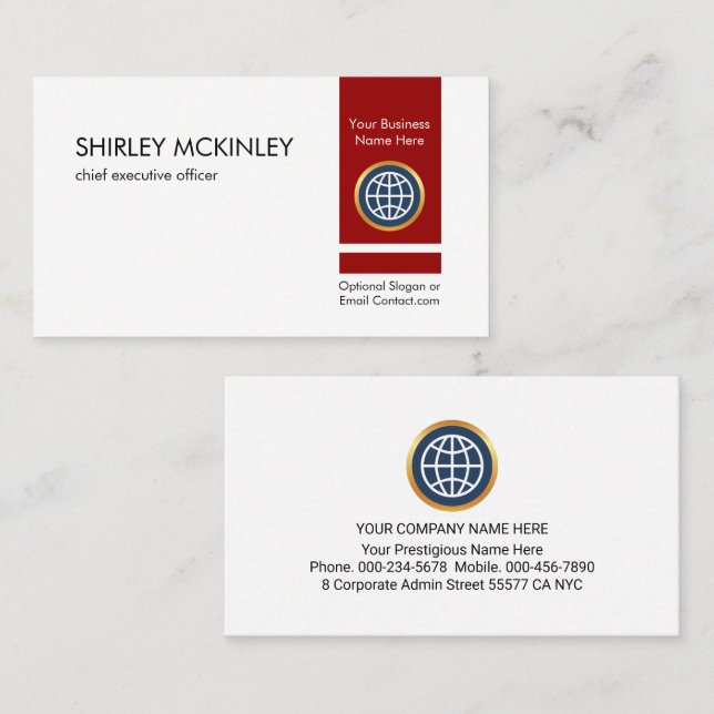 Retro Minimalist Vertical Red Private Enterprise Business Card (Front/Back)