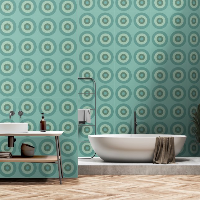 Retro Minimalist Wallpaper with Concentric Circles (Bathroom)