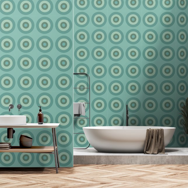 Retro Minimalist Wallpaper with Concentric Circles Wallpaper (Bathroom)