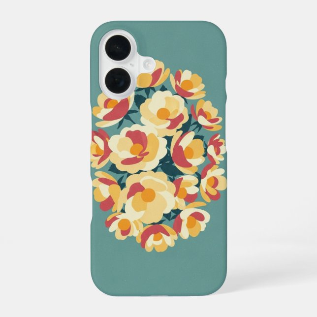 Retro Minimalist Wild Rose Illustration iPhone Case (Back)