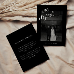 Retro Minimalistic Black Photo Wedding Elopement Announcement