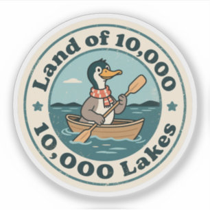 Retro Minnesota Loon Bird with Scarf and Paddle Sticker