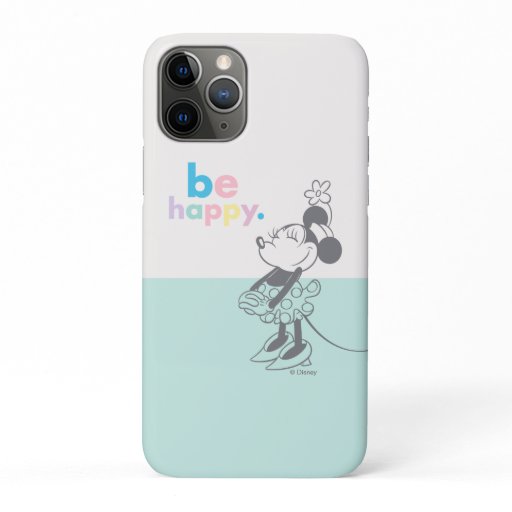 Retro Minnie Mouse - Be Happy Colored Text iPhone 11 Pro Case