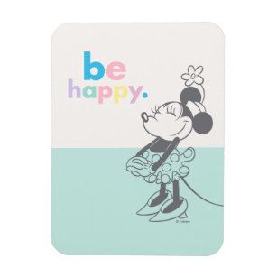 Retro Minnie Mouse - Be Happy Colored Text Magnet