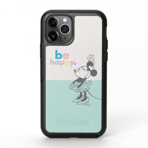 Retro Minnie Mouse - Be Happy Colored Text OtterBox Symmetry iPhone 11 Pro Case