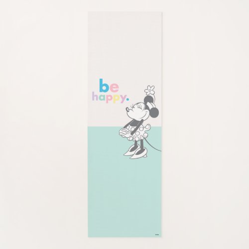 Retro Minnie Mouse _ Be Happy Colored Text Yoga Mat