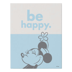 Retro Minnie Mouse - Be Happy Faux Canvas Print