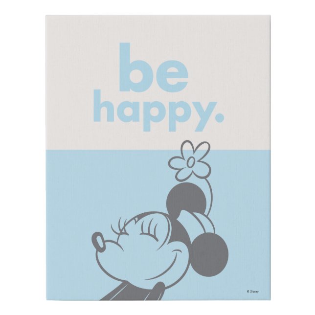 Retro Minnie Mouse - Be Happy Faux Canvas Print (Front)