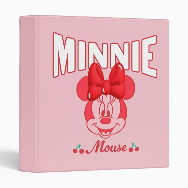 Retro Minnie Mouse Cherry Smile 3 Ring Binder (Front/Spine)