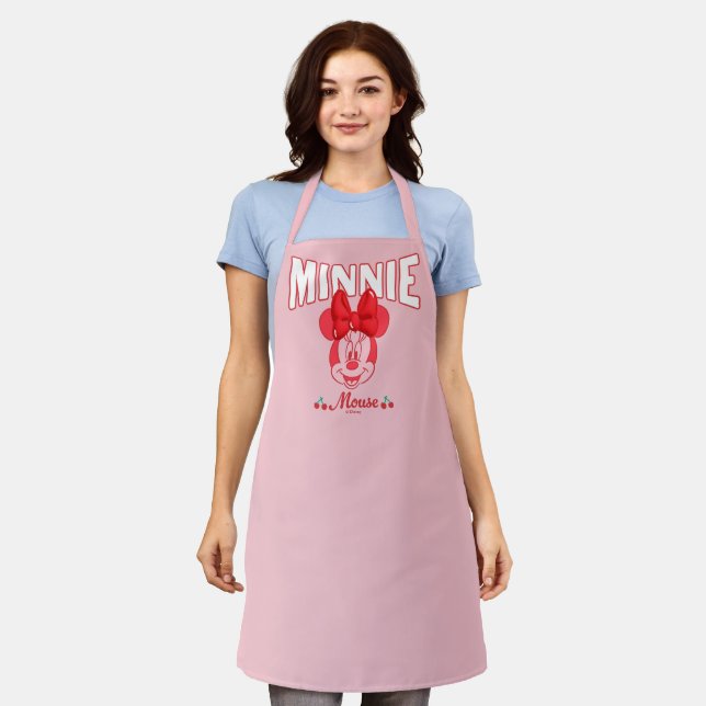 Retro Minnie Mouse Cherry Smile Apron (Worn)