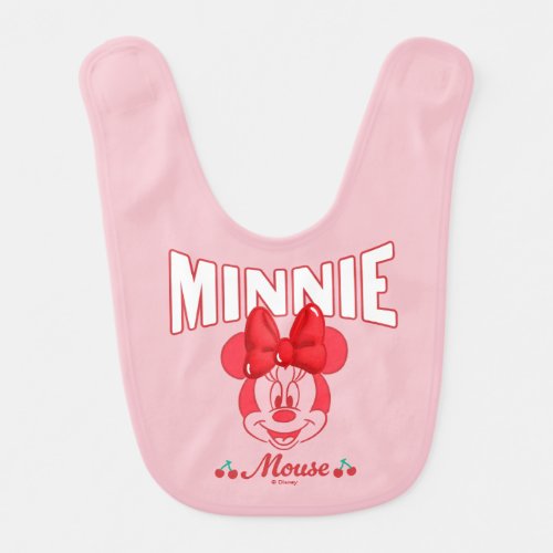Retro Minnie Mouse Cherry Smile Baby Bib