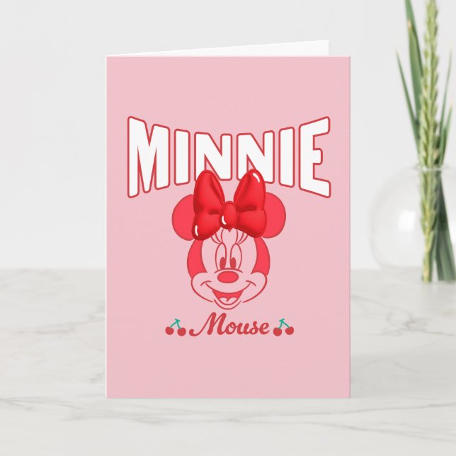 Retro Minnie Mouse Cherry Smile Card (Front)