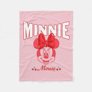 Retro Minnie Mouse Cherry Smile Fleece Blanket