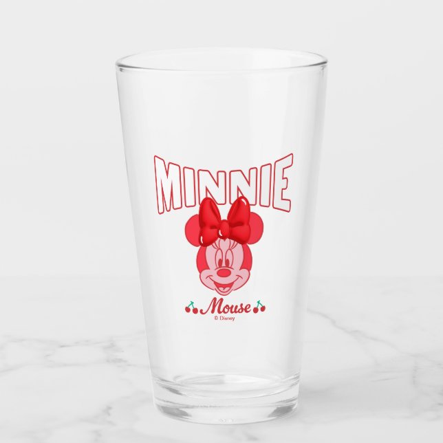 Retro Minnie Mouse Cherry Smile Glass (Front)