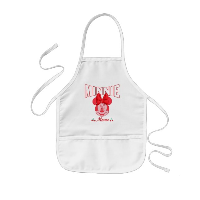 Retro Minnie Mouse Cherry Smile Kids' Apron (Front)
