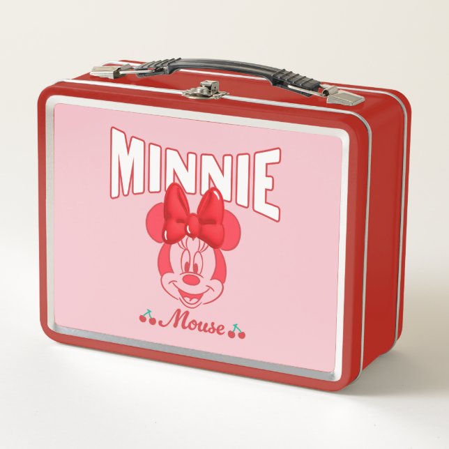 Retro Minnie Mouse Cherry Smile Metal Lunch Box (Front)