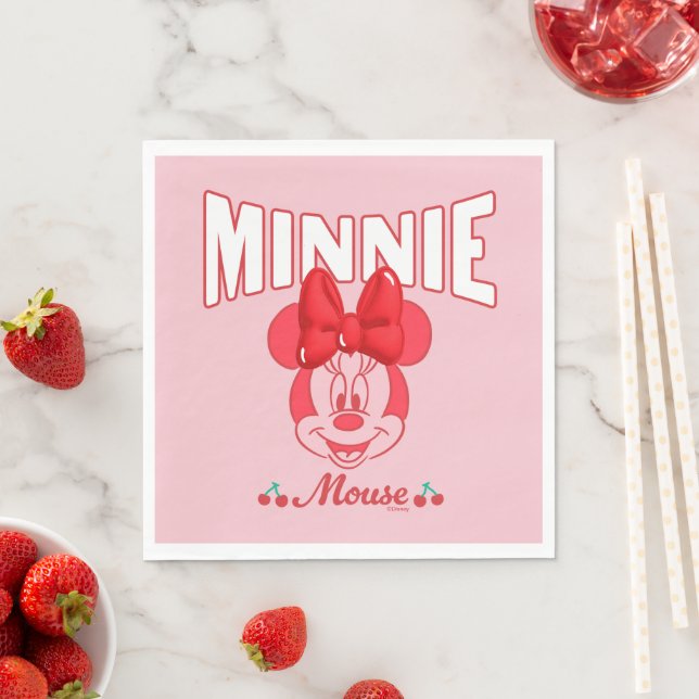 Retro Minnie Mouse Cherry Smile Napkins (Insitu)