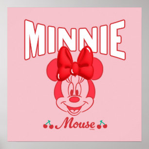 Retro Minnie Mouse Cherry Smile Poster