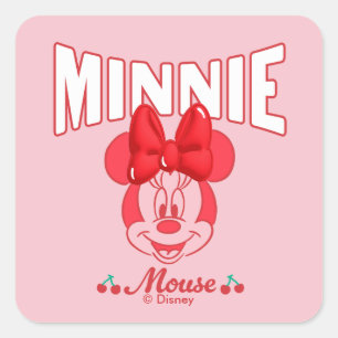 Retro Minnie Mouse Cherry Smile Square Sticker