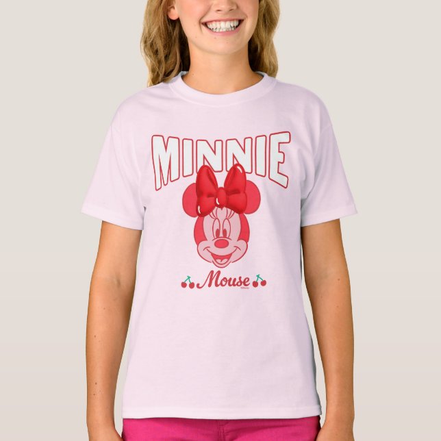 Retro Minnie Mouse Cherry Smile T-Shirt (Front)