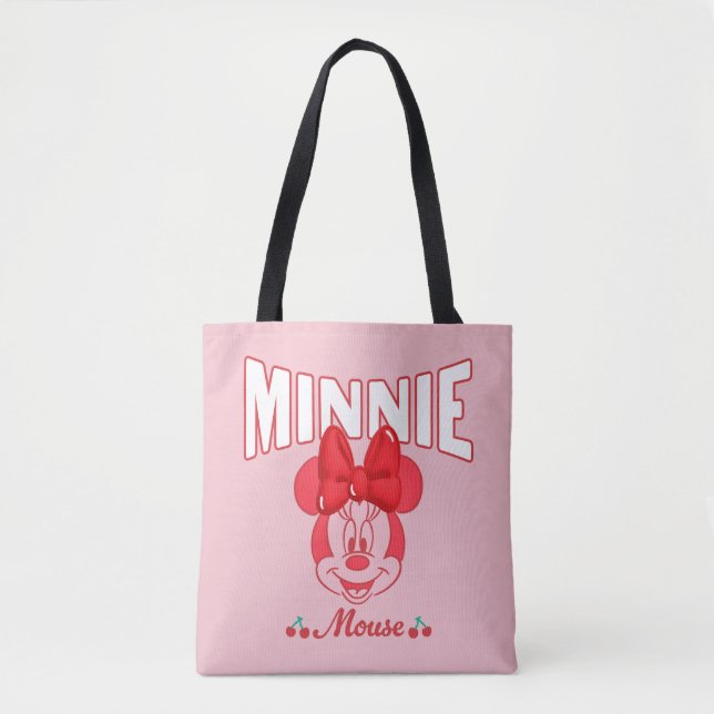 Retro Minnie Mouse Cherry Smile Tote Bag (Front)