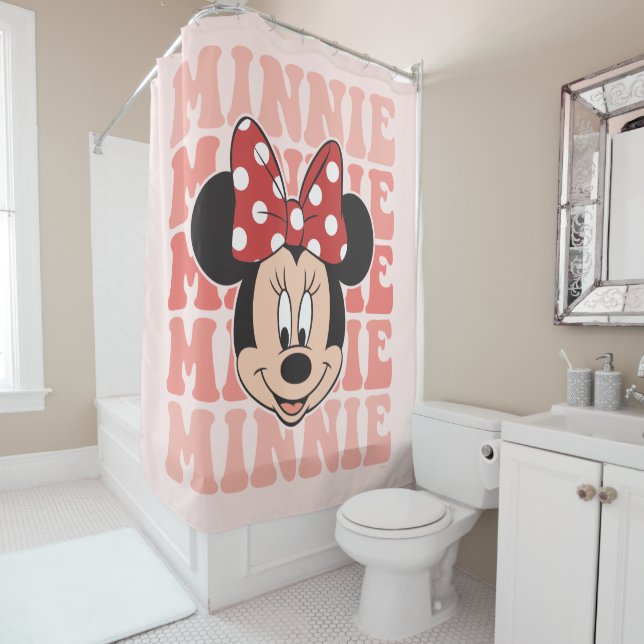 Retro Minnie Mouse Shower Curtain (In Situ)