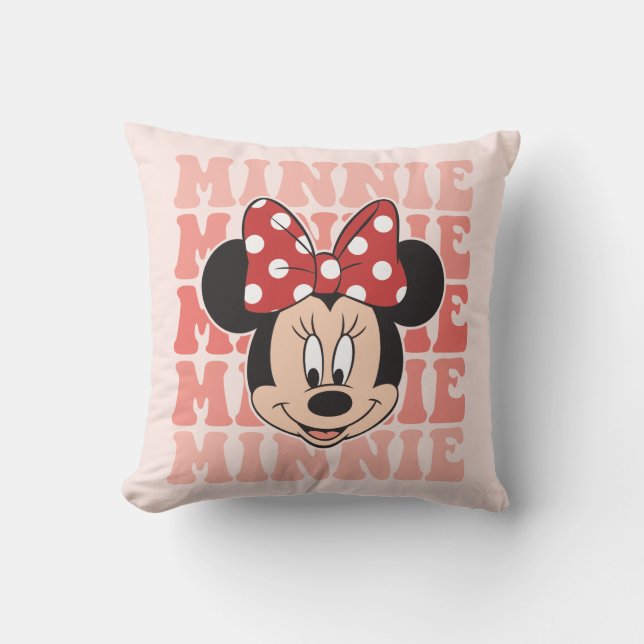 Retro Minnie Mouse Throw Pillow (Front)
