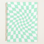 Retro Mint Checks Warped Checkerboard Checkered Planner<br><div class="desc">Perfect warped checkered design. Modern warped checkers. This nice retro psychedelic design takes you to the wonderland. Warped checks in pastel colors. Twirl and swirl,  twist checks,  checkered pattern</div>