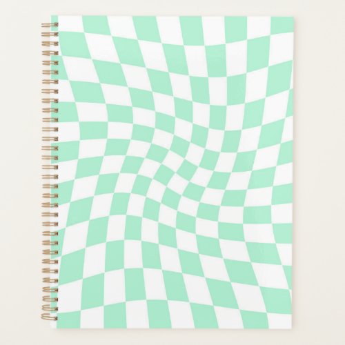 Retro Mint Checks Warped Checkerboard Checkered Planner