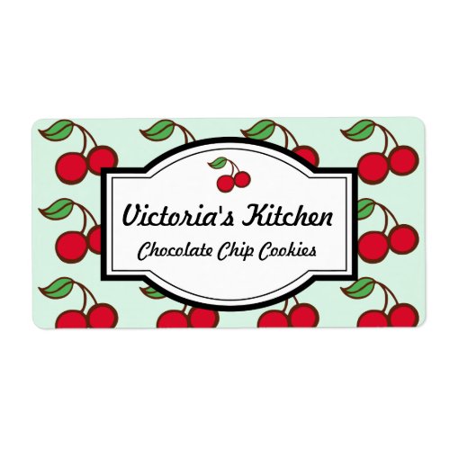 Retro Mint Cherry Personalized Kitchen Labels