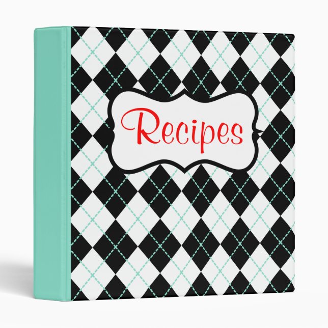 Retro Mint Cooking Recipe Organizer Binder Gift (Front/Spine)