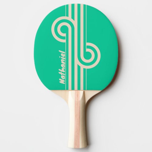 Retro Mint Dual Stripe Loop with Name Ping Pong Paddle