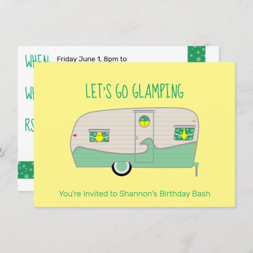 Retro Mint Green Canned Ham Trailer Glamping Invitation