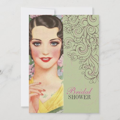 vintage mint swirls fashion paris bridal shower invites
