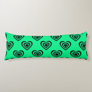Retro Mint Green Hypnotic Heart Pattern Body Pillow