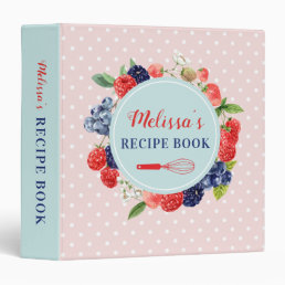 Retro Mint Green Pink Kitchen Recipe Cards Book 3 Ring Binder