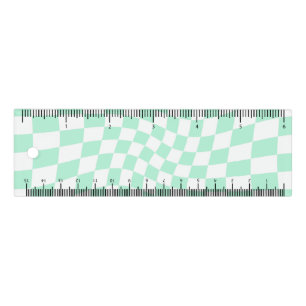 Retro Mint Groovy Dorm Warped Check Checkered Ruler