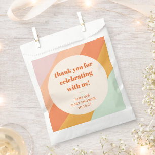 Retro Mint Orange Stripes Custom Baby Shower Thank Favor Bag