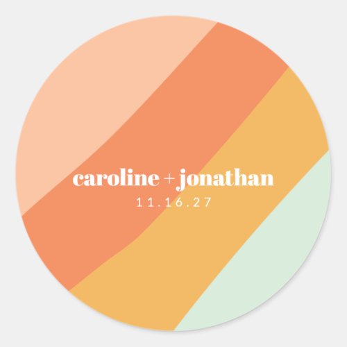 Retro Mint Pastel Geometric Custom Wedding Classic Round Sticker