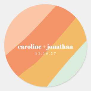 Retro Mint Pastel Geometric Custom Wedding Classic Round Sticker