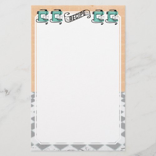 Retro mint stand mixer recipe card stationery