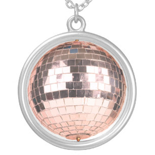 Retro Mirror Disco Ball Silver Plated Necklace