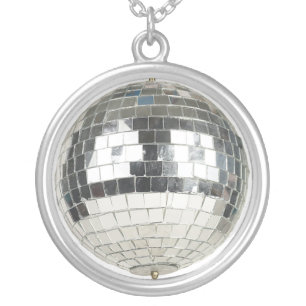 Retro Mirror Disco Ball Silver Plated Necklace