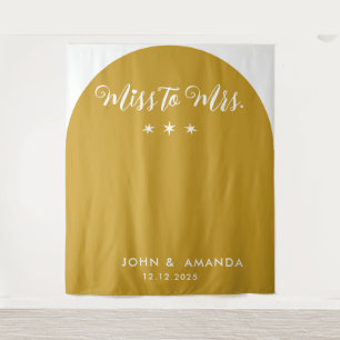 Retro Miss to Mrs Bridal Shower Mustard Boho Tapestry