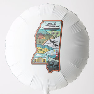 Retro Mississippi Biloxi Laurel MS State Souvenir Balloon
