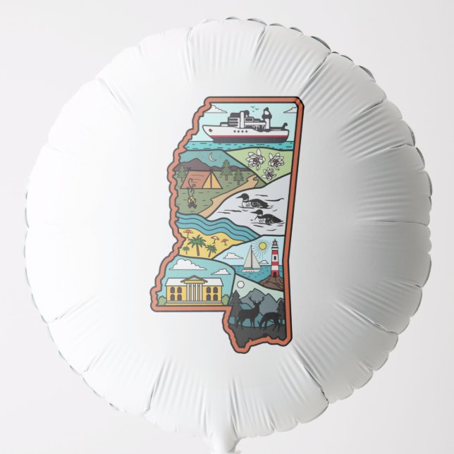 Retro Mississippi Biloxi Laurel MS State Souvenir Balloon (Front)