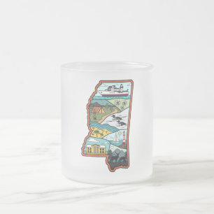 Retro Mississippi Biloxi Laurel MS State Souvenir Frosted Glass Coffee Mug
